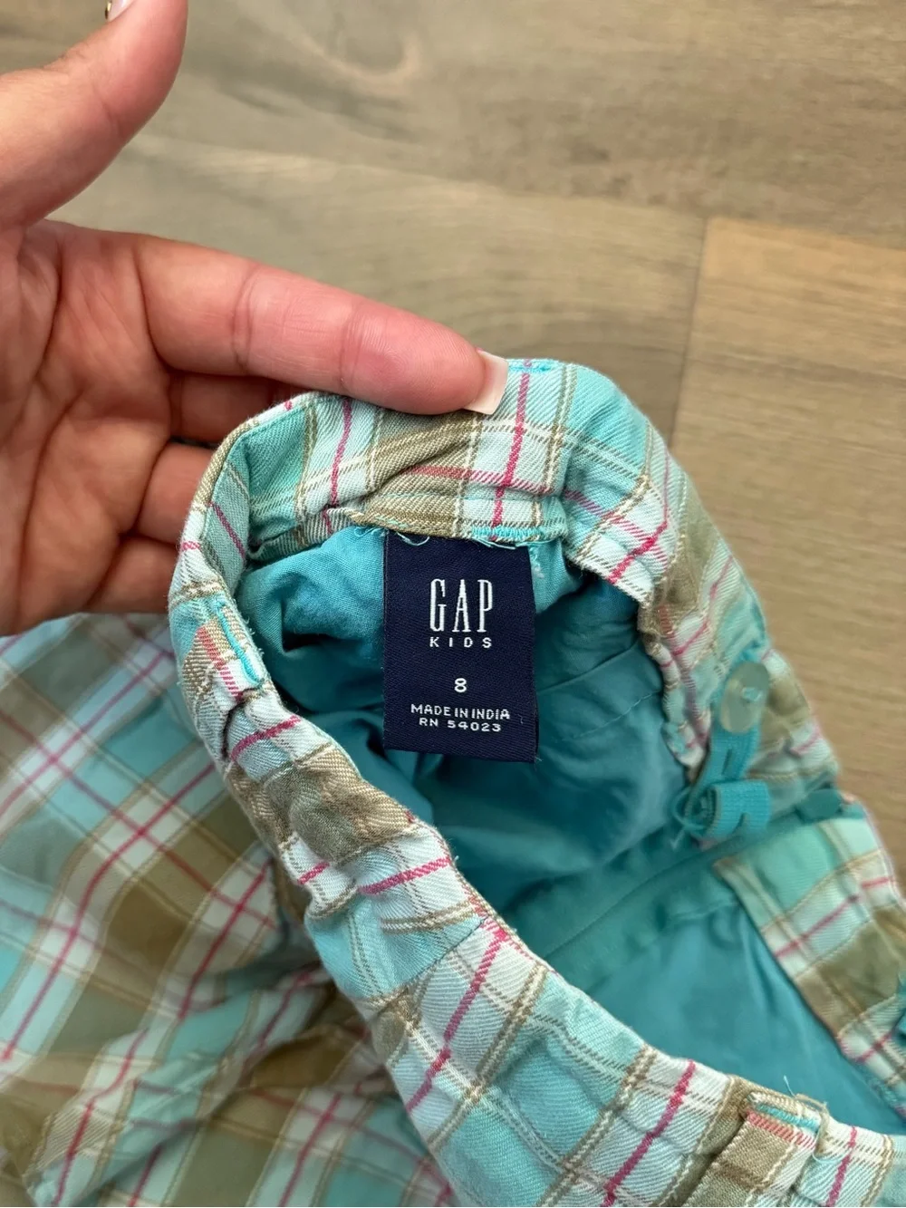 Vintage Y2K '05 GAP Kids Blue & Tan Plaid Tiered Ruffle Skirt Size 8